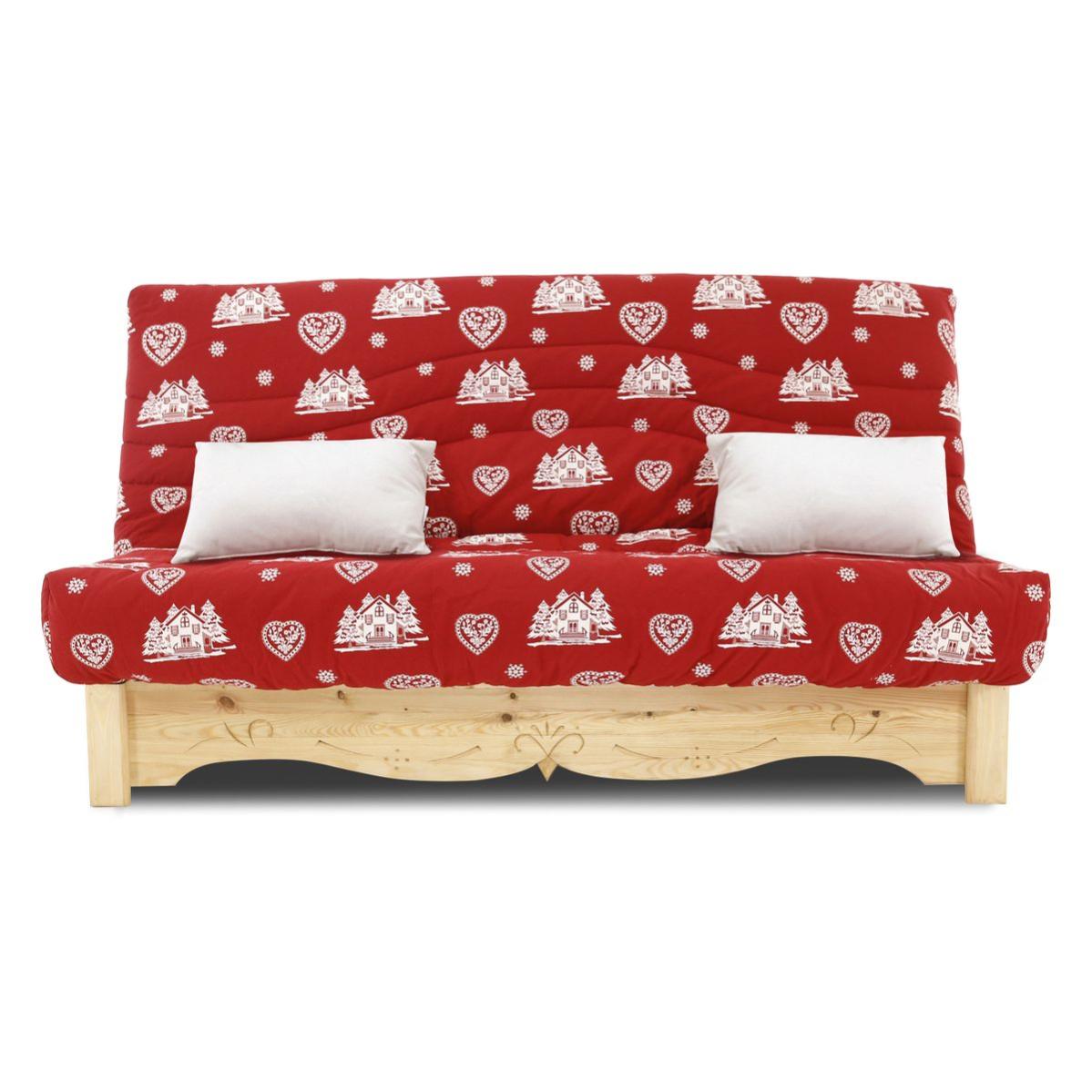 Canapé-lit Clic-clac Dunlopillo - Tissu Prune - 190x90 Cm - Occasion - Mousse