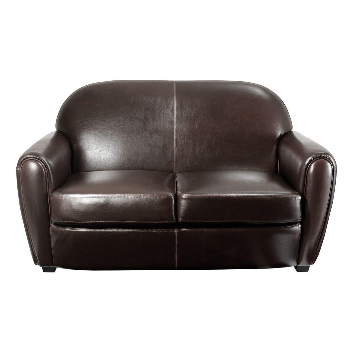 Canapé 2 Places En Cuir Marron Charisma, Longueur 150 Cm, Moderne Et Confortable