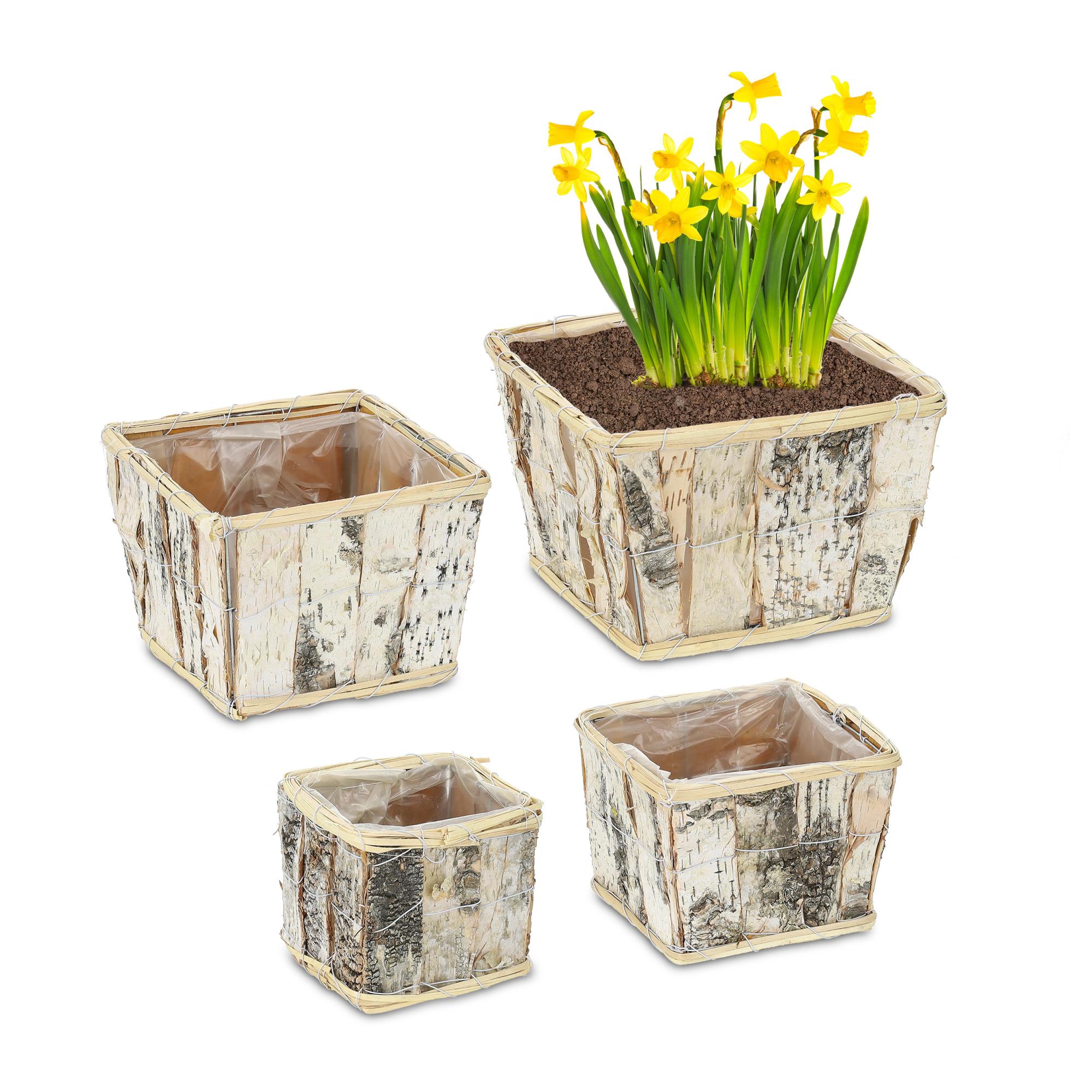 Relaxdays 3 Longs Pots De Fleurs En Bois, Chacun Ayant Un