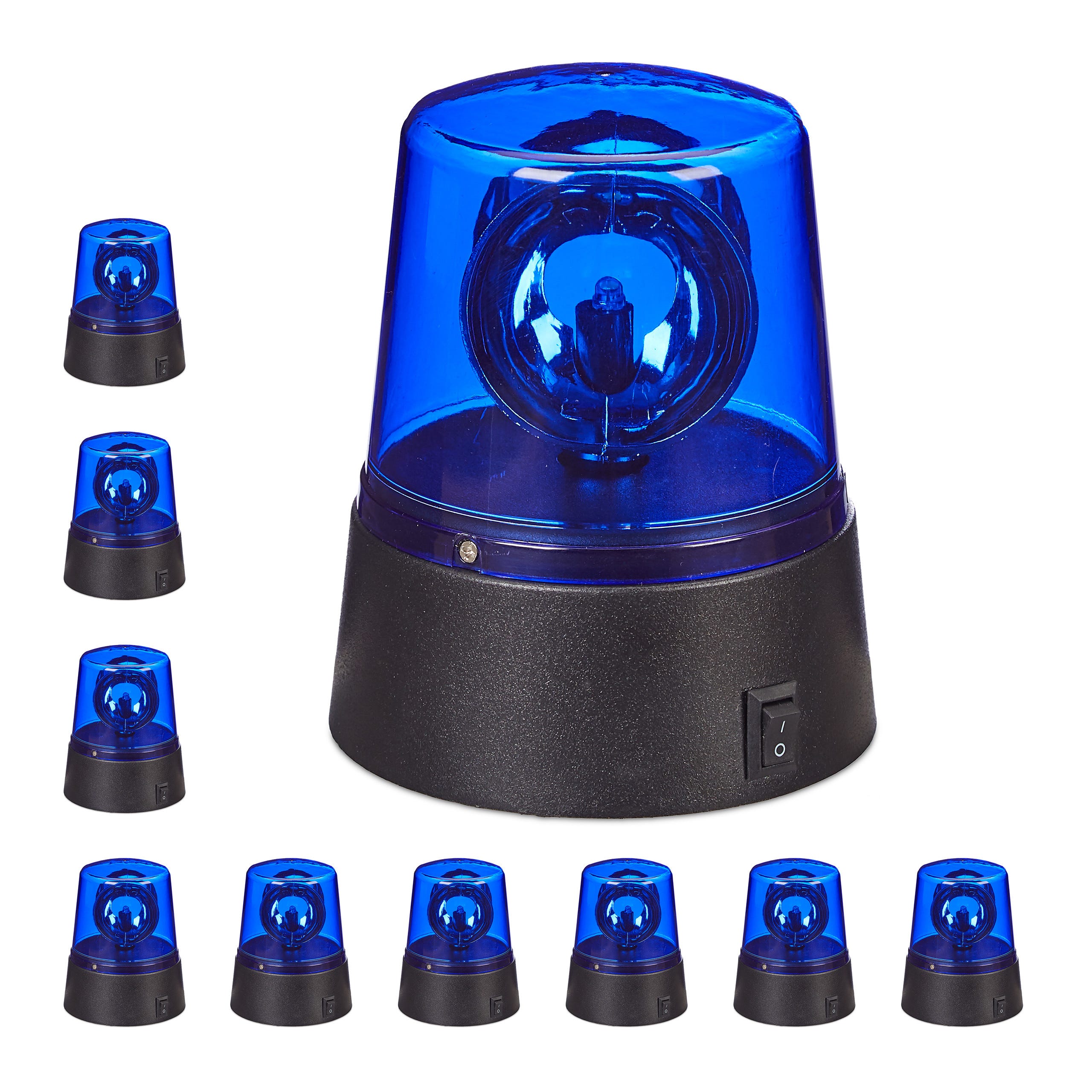 10x Polizia Party, LED Lampeggiante Blu con Riflettore Girevole a