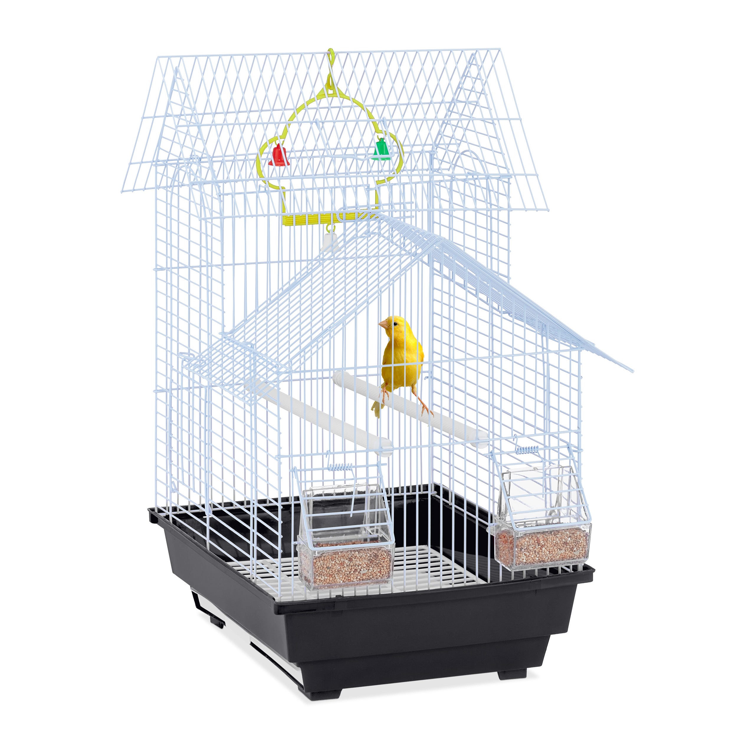 Relaxdays Cage à oiseaux, HxLxP: 50x38x33cm, mangeoire pour