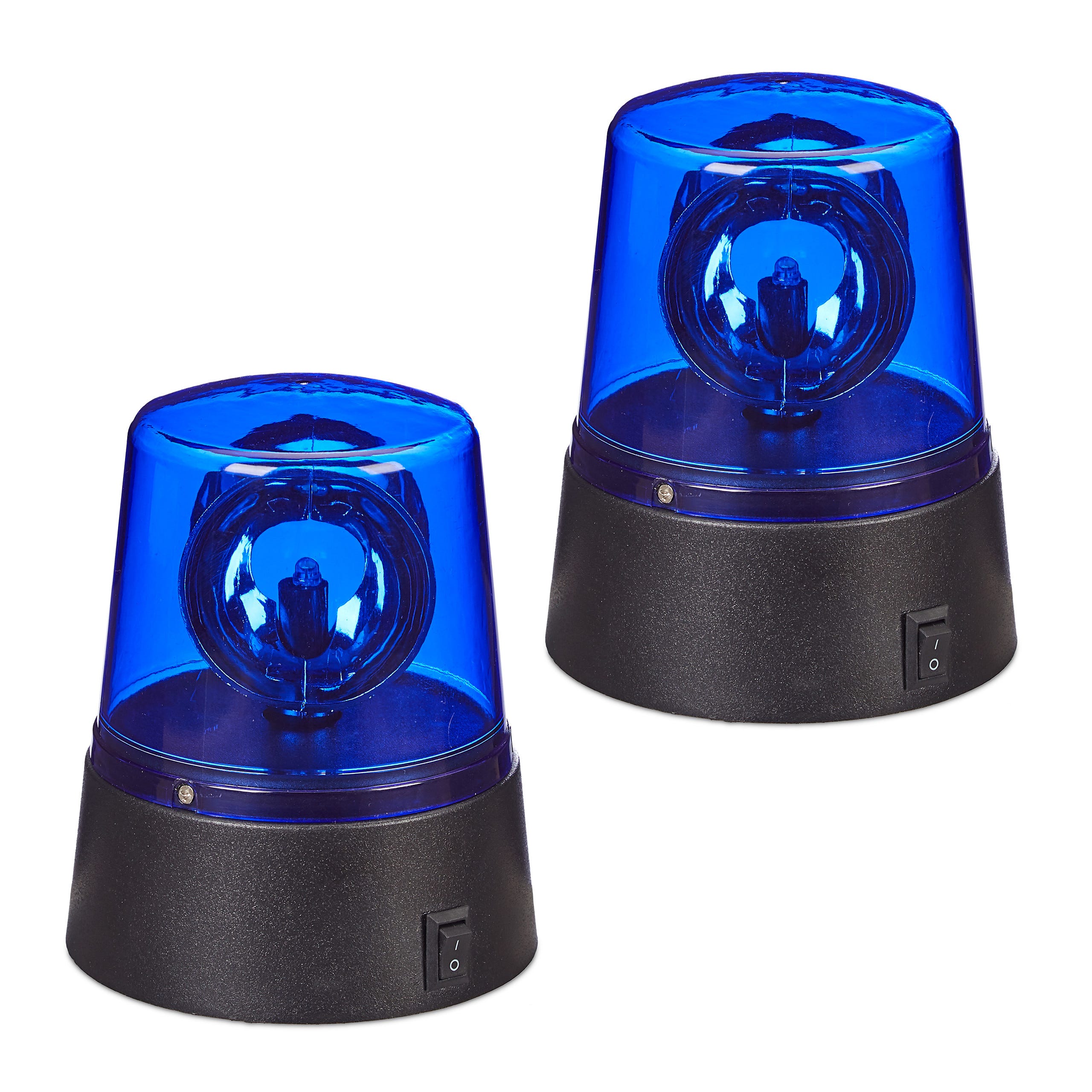 2x Polizia Party, LED Lampeggiante Blu con Riflettore Girevole a Batteria,  senza Fili, posizionabile ovunque, blu
