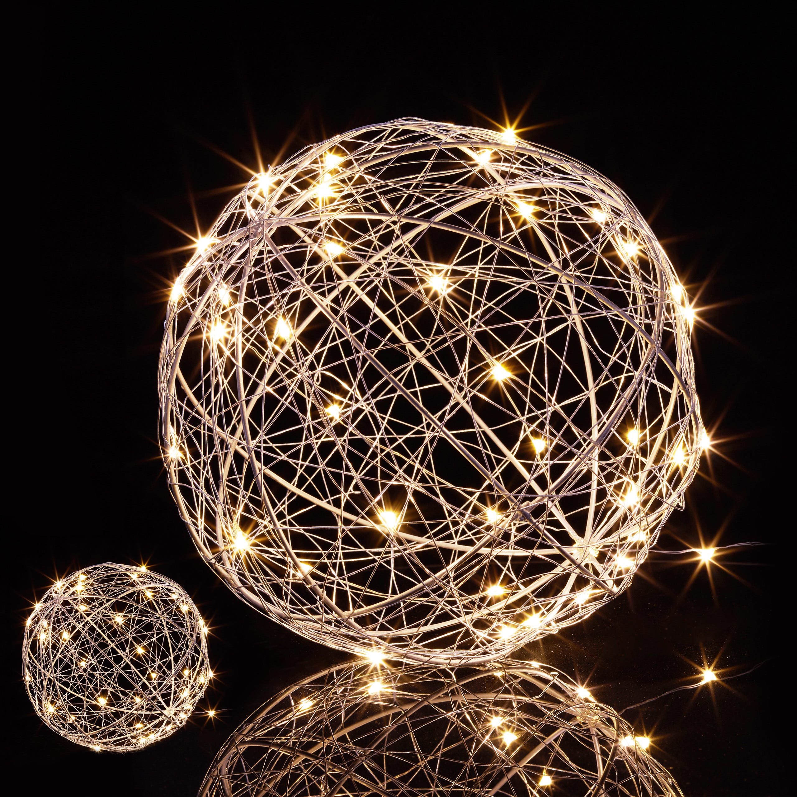 Boule décorative LED, lot d 2, décoration intérieure fenêtre, sphère  lumineuse, à piles, Noël, diamètre 20 cm, argenté