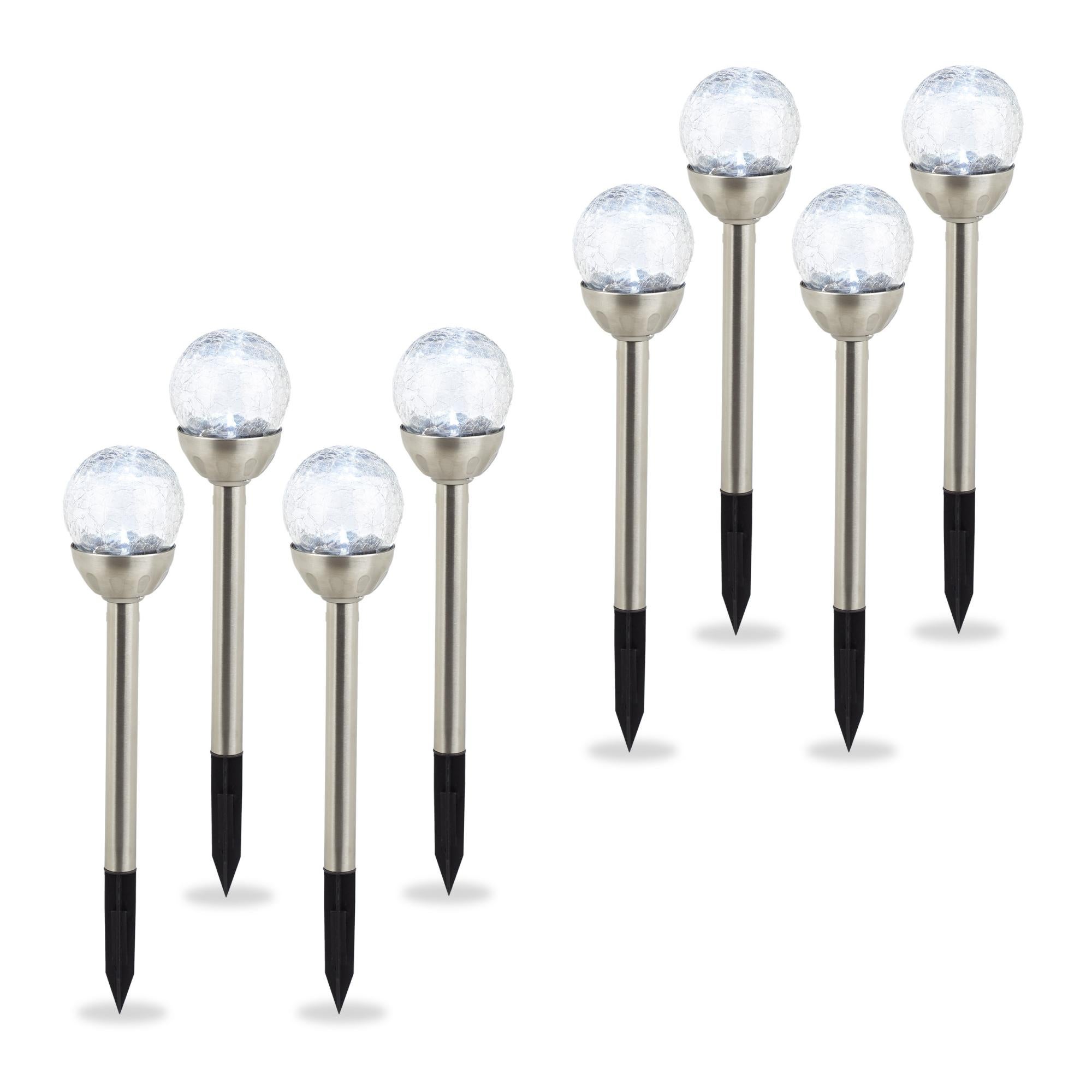 Lampes de jardin, lot de 8, Boule verre, lampes solaires effet calcin