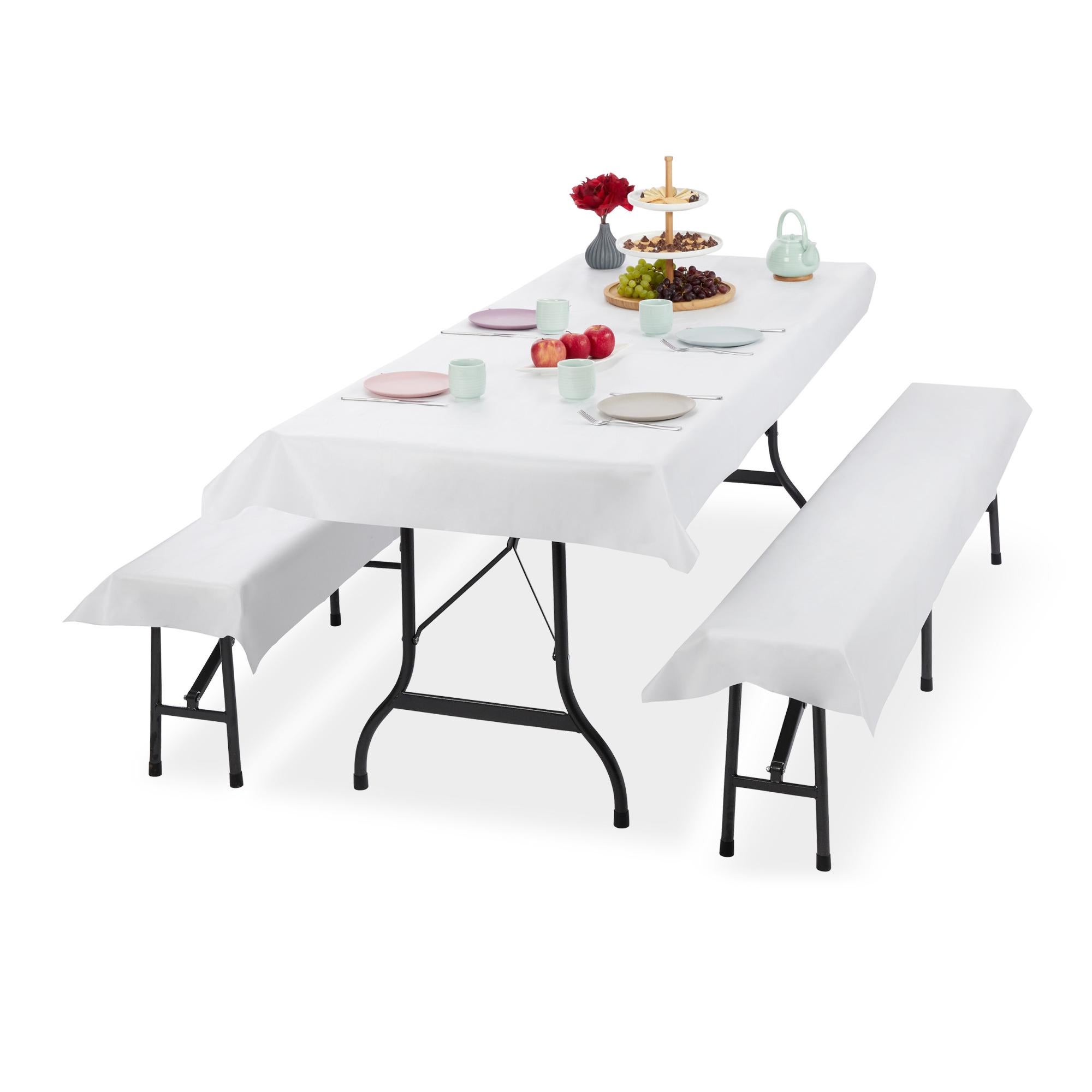 Tovaglie Elasticizzate HolidayIdeas – 240x76 Cm, 2 Pezzi, Bianche, Per Tavoli Rettangolari Pieghevoli, Matrimoni E Feste