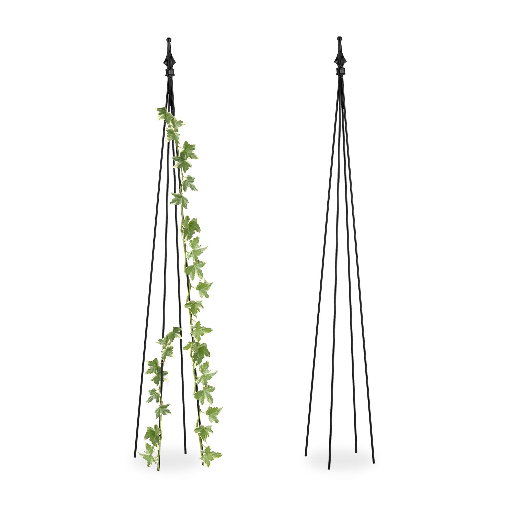 Relaxdays Set 2 Tralicci Per Piante Rampicanti - Nero, Acciaio E Plastica, 122x59cm - Foto 8