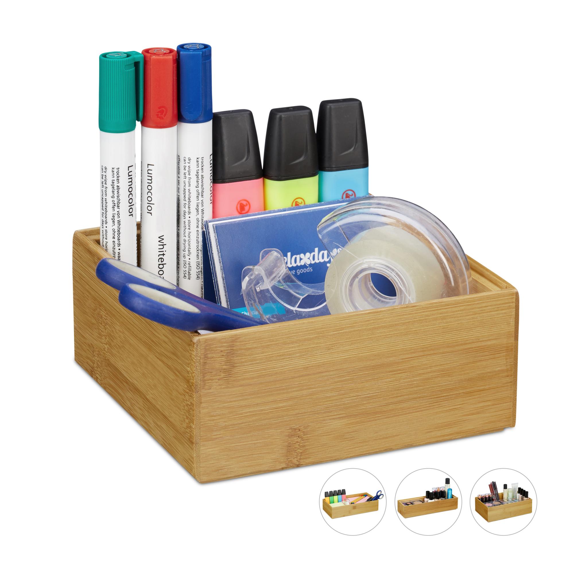 Relaxdays Scatola Portaoggetti, Bambù, Oganizer Portatutto, Box Stabile Hlp 14x30x20 Cm Manici Impilabile Naturale 64261652