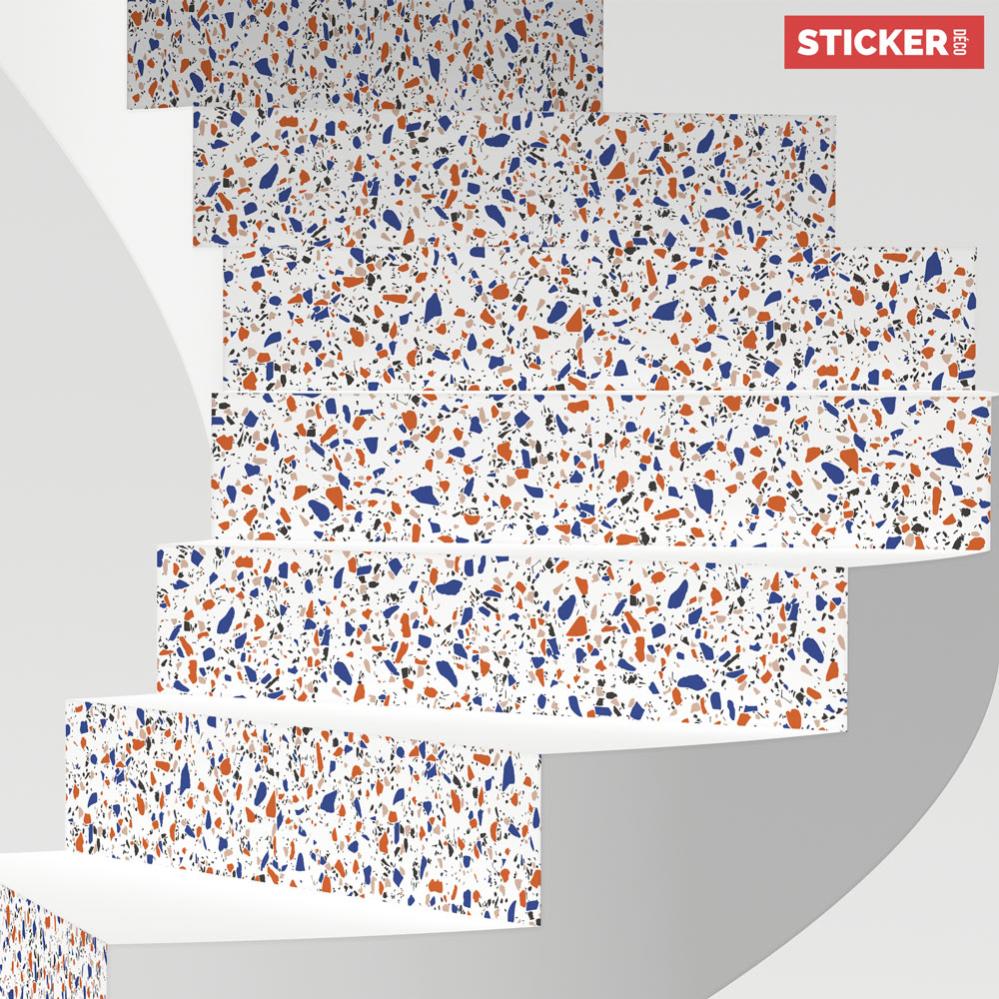 Stickers Escaliers Terrazzo Orange Bleu - 18cm x 100cm | Lot de 3 ...