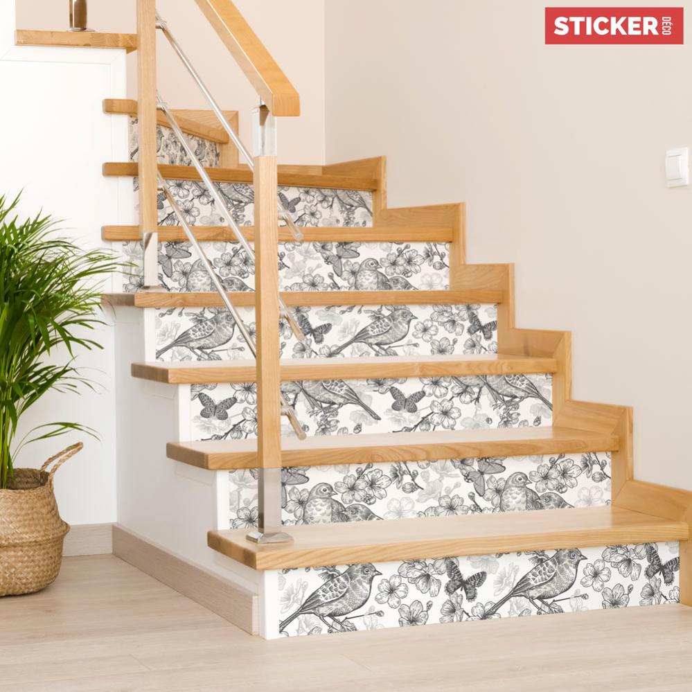 Stickers Escaliers Oiseau Japon - 18cm x 100cm | Lot de 3 contremarches ...