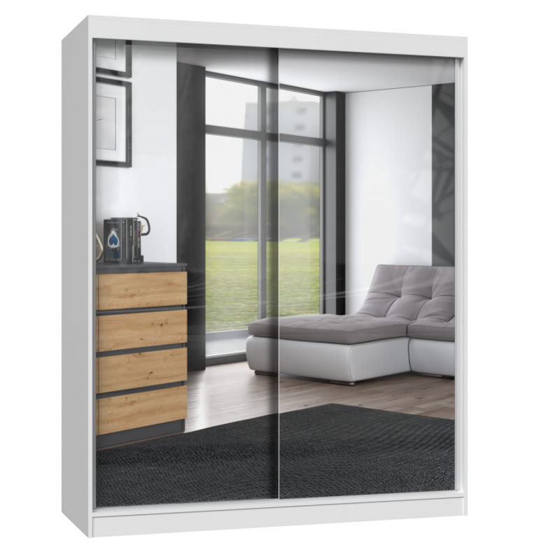 PAOLO Armoire à 2 portes coulissantes 2 miroirs L. 160 cm