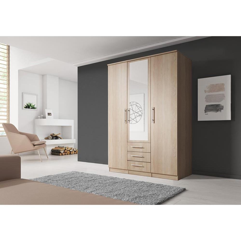 KOLLU Armoire avec miroir chambre/hall 210x150x64 cm 6 étagères+2