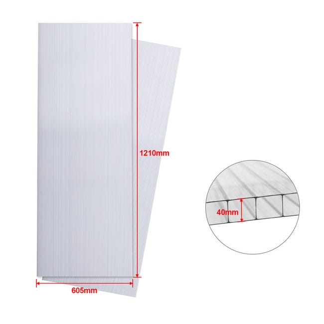 Hengda 14 Plaque polycarbonate creux 4 mm, Plaques alvéolaires en  polycarbonate 10,25 m², Plaques à double paroi polycarbonate alvéolaire  résistant