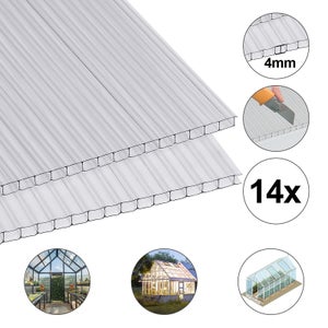 Hengda 14x plaques murales doubles en polycarbonate (605 x 121 cm) 4 mm   Panneau double paroi de 1025 m² pour serre panneaux de - Cdiscount Jardin