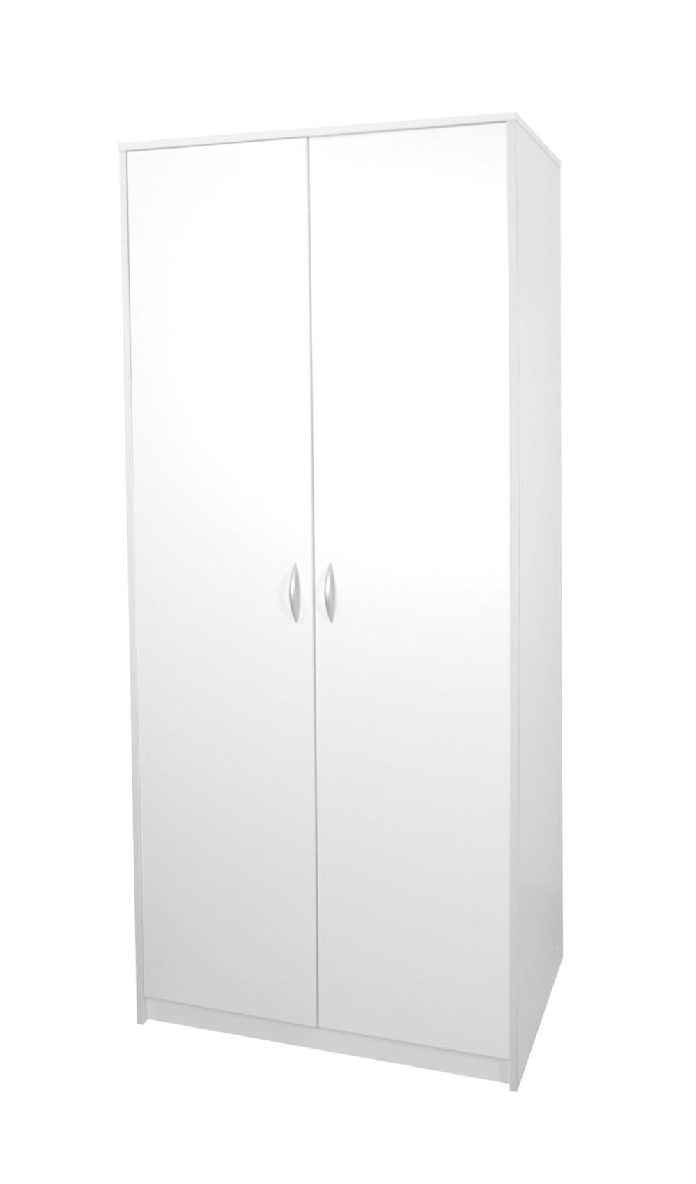 HARMONY Armoire 2 portes 2 étagères + tringle 85x55x193 cm