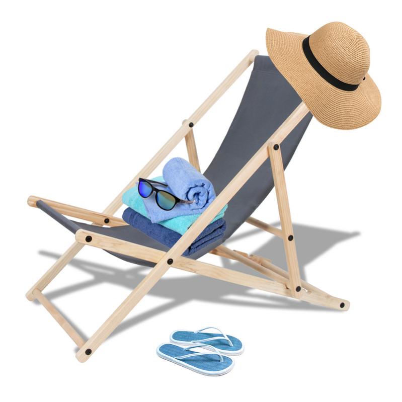 Chaise longue de plage en bois Chaise de camping pliable Chaise longue