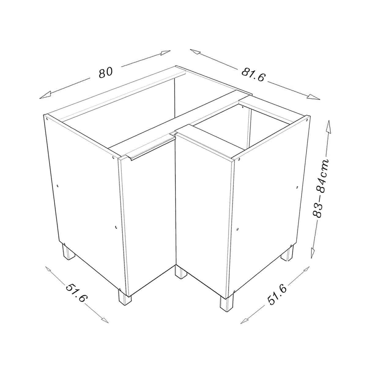 Размеры тумбы под мойку для кухни чертеж