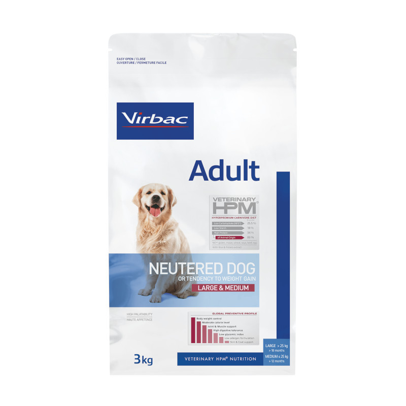 Virbac Veterinary Croquette HPM Vet pour chien Adulte Neutered 3kg ...