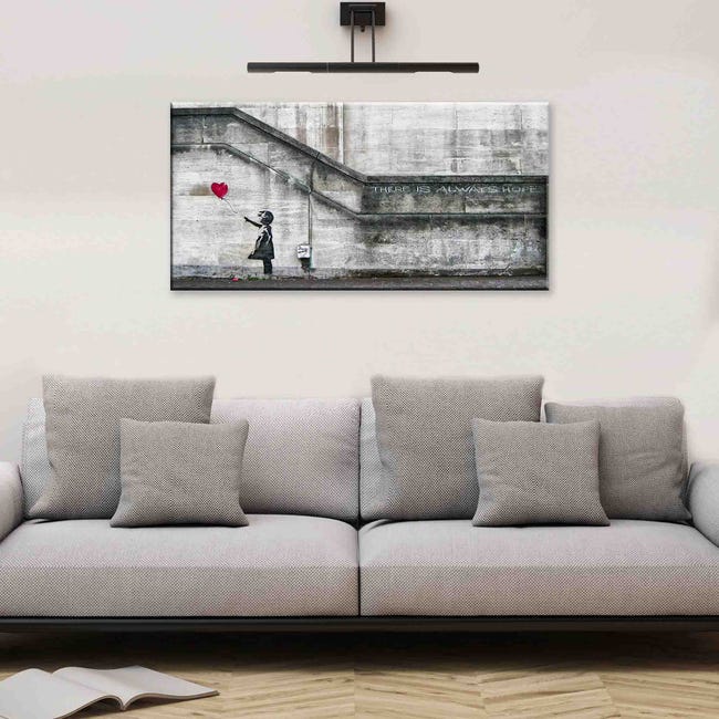 Quadro moderno Stampa su Tela tema Banksy CANVAS WORLD 52x122 cm FLY AWAY