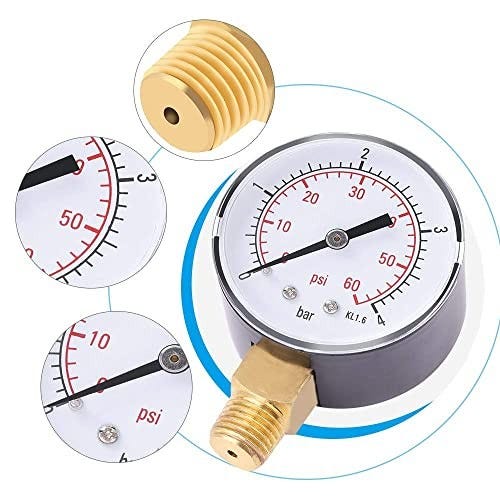 Manómetro vertical de glicerina medidor de presión de aceite de 0-60 bares