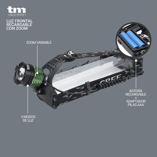 Linterna Frontal 8 LED recargable - TM Electron