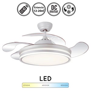 Ventilador LED aspas plegables Moss Mini Blanco 35W 3900 Lm CCT -  Todolampara