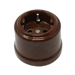 Interruptor conmutador vintage retro porcelana marrón instalación