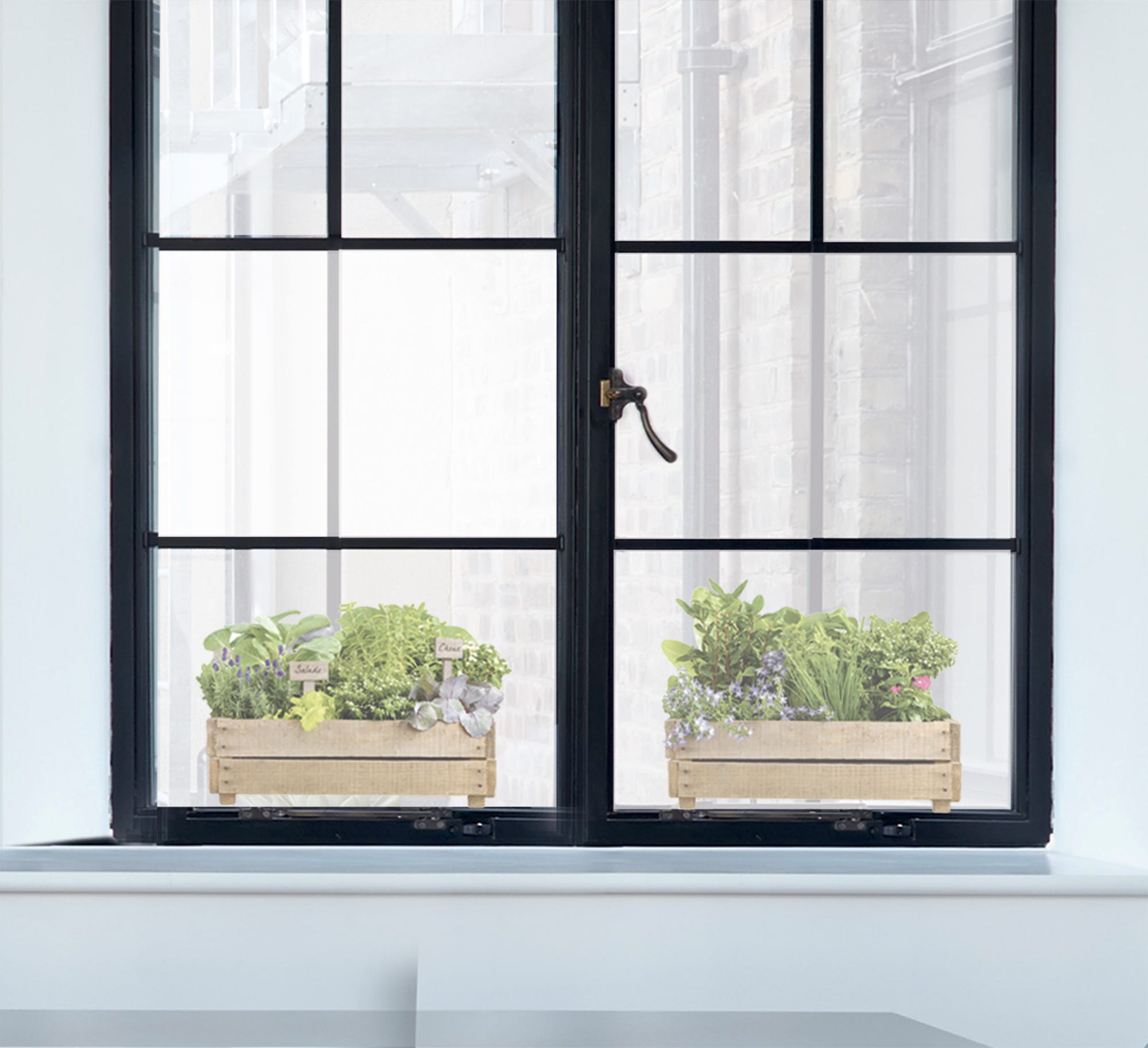 Sticker électrostatique pour vitre, pot de fleur pour décorer sa fenêtre,  original, utile sécurité transparence baie vitrée, 21 cm X 29,7 cm