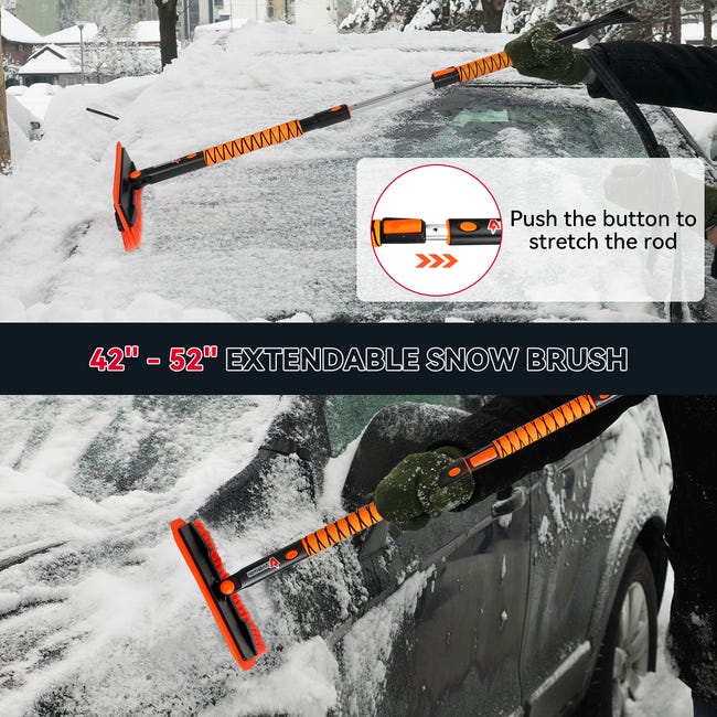 EcoNour Brosse à neige de 68,6 cm avec grattoir pour voiture | Tête à poils  anti-rayures et grattoir à glace pour pare-brise de voiture avec corps en