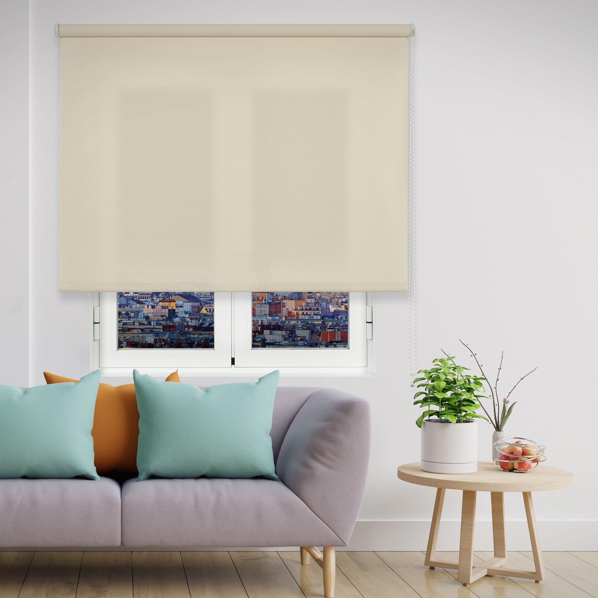 Estor enrollable viewtex traslucido básico marfil 90 x 250cm