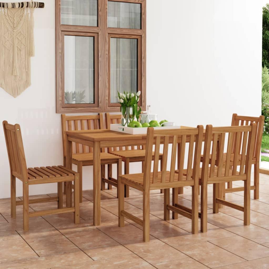 VidaXL Set Da Pranzo 7 Pezzi – Tavolo E 6 Sedie In MDF E Acciaio, Stile Romantico Marrone – Arredo Cucina E Sala