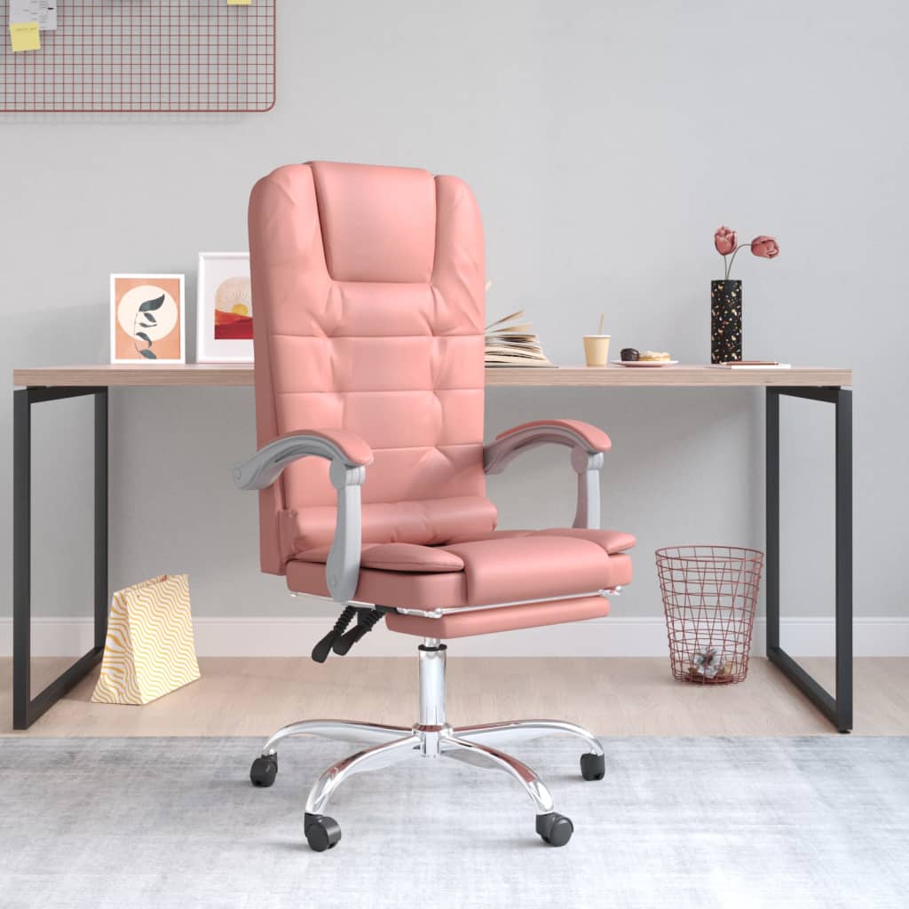 Chaise de bureau inclinable Fauteuil de bureau Rose Similicuir 69033