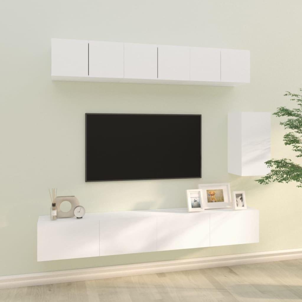 Set de muebles para tv 6 piezas madera contrachapada blanco