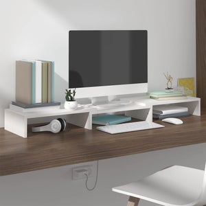 Relaxdays Support pour moniteur en bambou, rehausseur d'écran, tablette PC,  espace rangement, HLP 12x70x19 cm, naturel