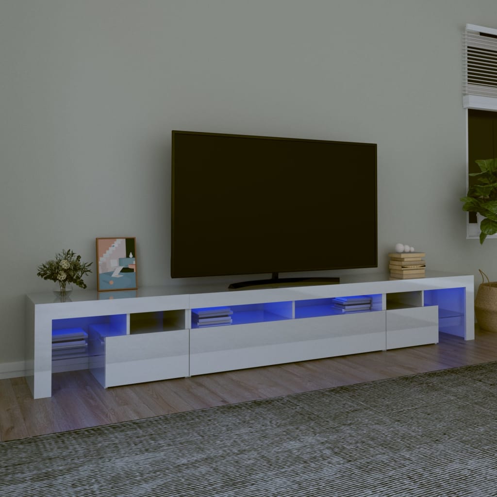 Mueble de tv con luces led blanco brillante