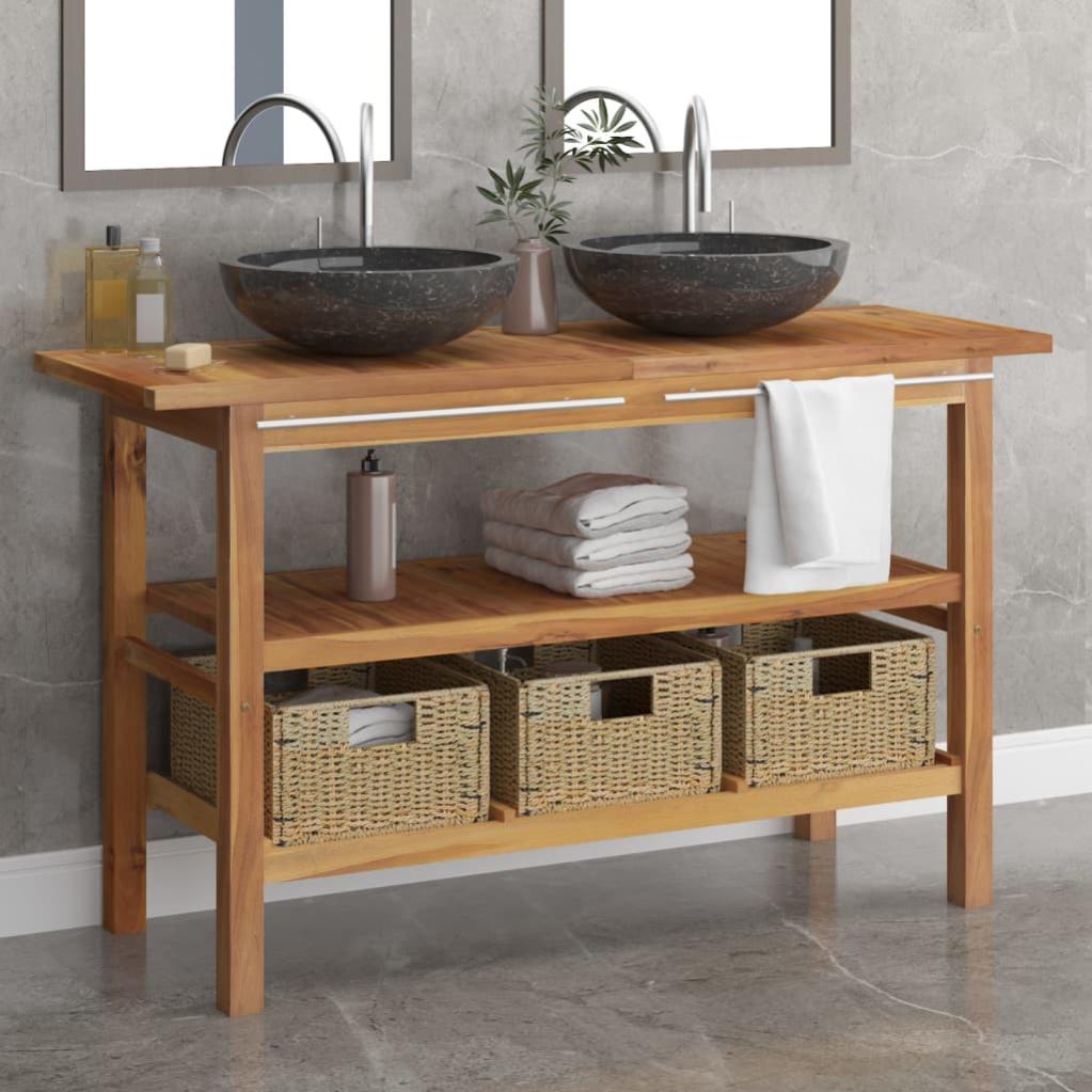 VidaXL Mobile A Specchio Da Parete 60x10x40 Cm - Legno Massello Di Teak, Contenitore Con 2 Specchi, Stile Naturale