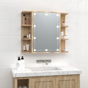 vidaXL Armario espejo de baño con luz LED acrílico blanco 80x12x45 cm