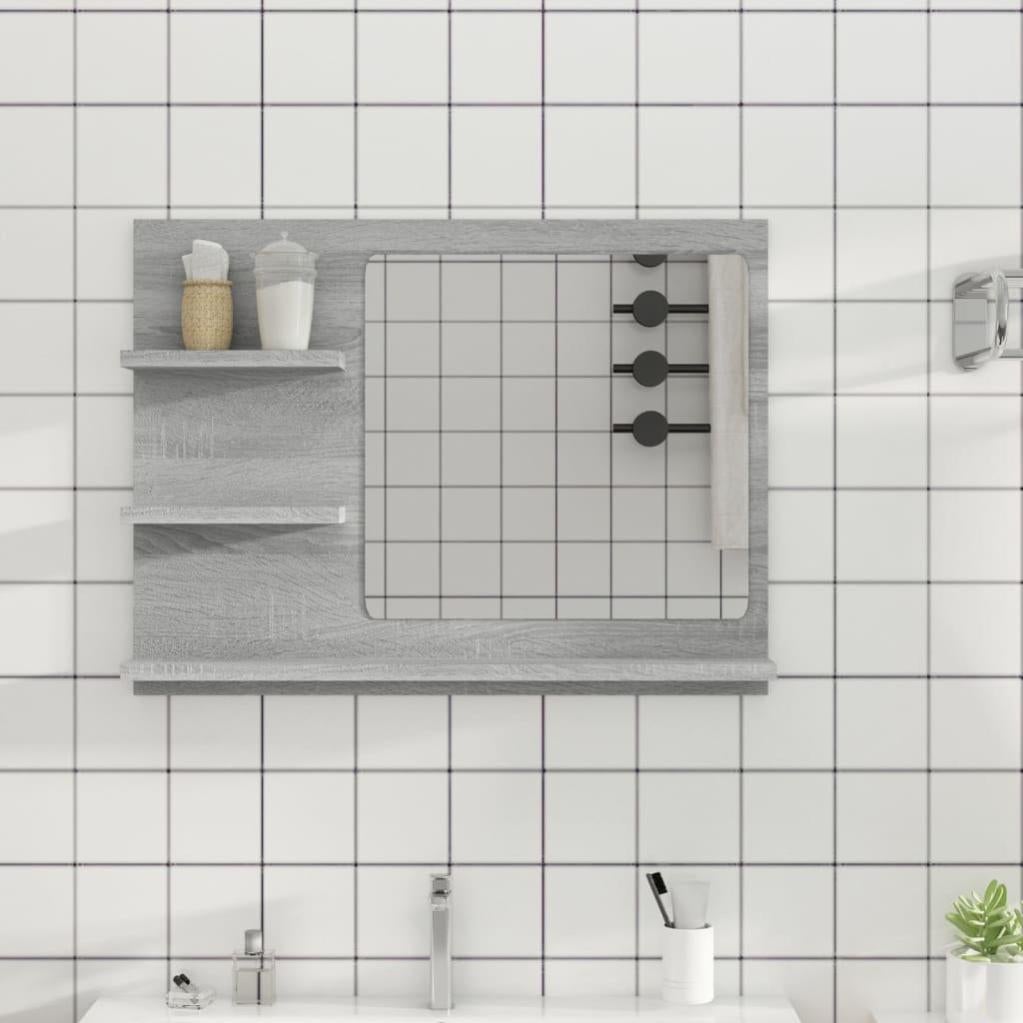 Miroir Salle De Bain 50x22x70cm Bois Massif Acacia - Design Naturel Et Élégant