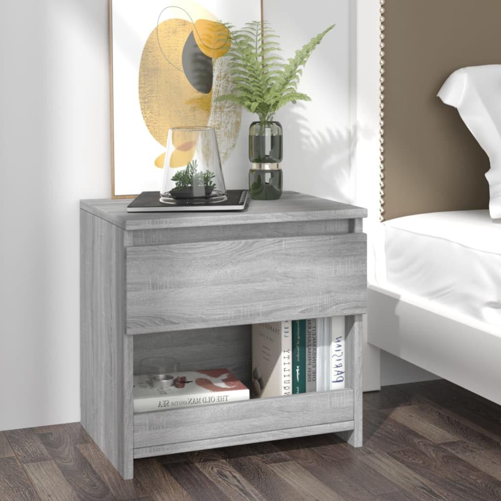 Comodino Grigio Sonoma 40x30x50 cm in Legno Multistrato 826856