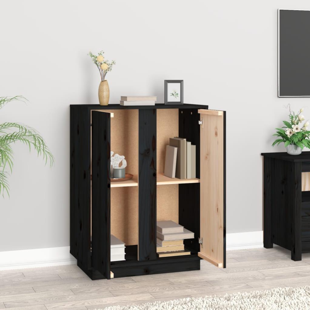 VidaXL Credenze Nere 2 pz 32x34x75 cm in Legno Massello di Pino | Leroy