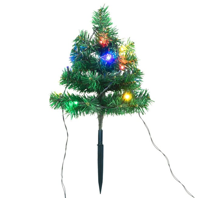 vidaXL Arbre de Noël lumineux avec piquets 220 LED blanc chaud 180 cm