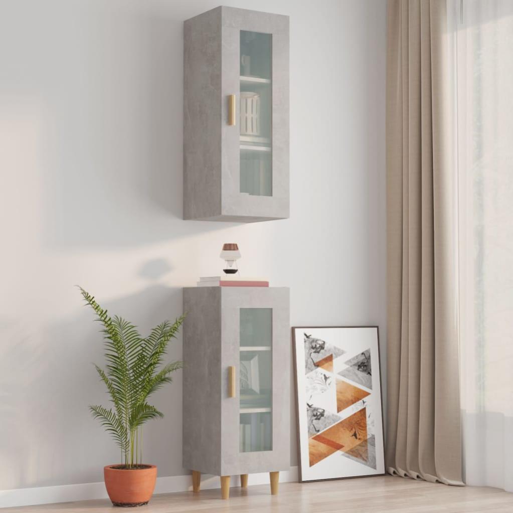 Armoire murale suspendue Gris béton 34,5x34x90 cm VIDAXL Leroy Merlin