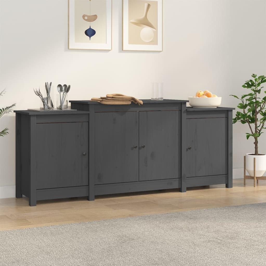 VidaXL Credenza Grigia 164x37x68 cm in Legno Massello di Pino Leroy