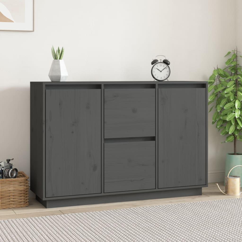 VidaXL Credenza Grigia 111x34x75 cm in Legno Massello di Pino Leroy