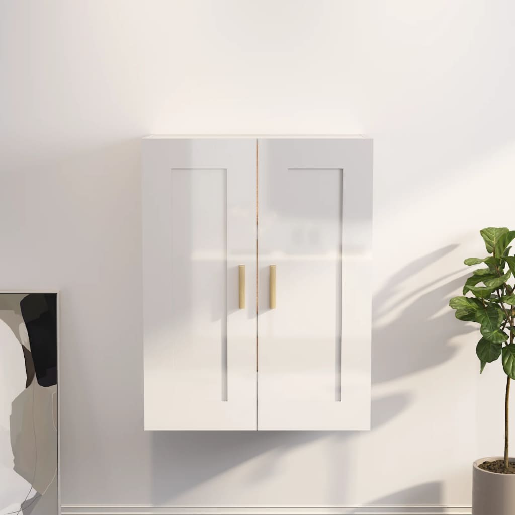 Armario de cocina de pared de madera y puerta de vidrio blanco vidaXL157302
