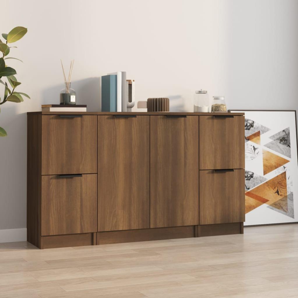 VidaXL Credenze In Legno Multistrato 2 Pezzi – Rovere Marrone 70x35,5x67,5 Cm