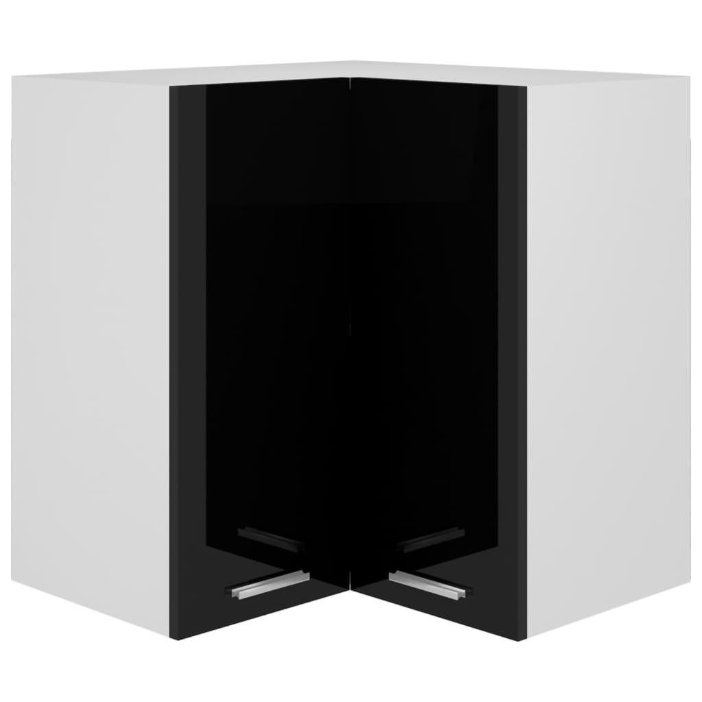 Armoire d'angle suspendue Noir brillant 57x57x60 cm Aggloméré vidaXL Leroy Merlin