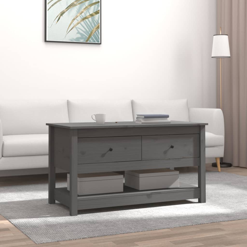 VidaXL Tavolino da Salotto Grigio 102x49x55 cm Legno Massello di Pino