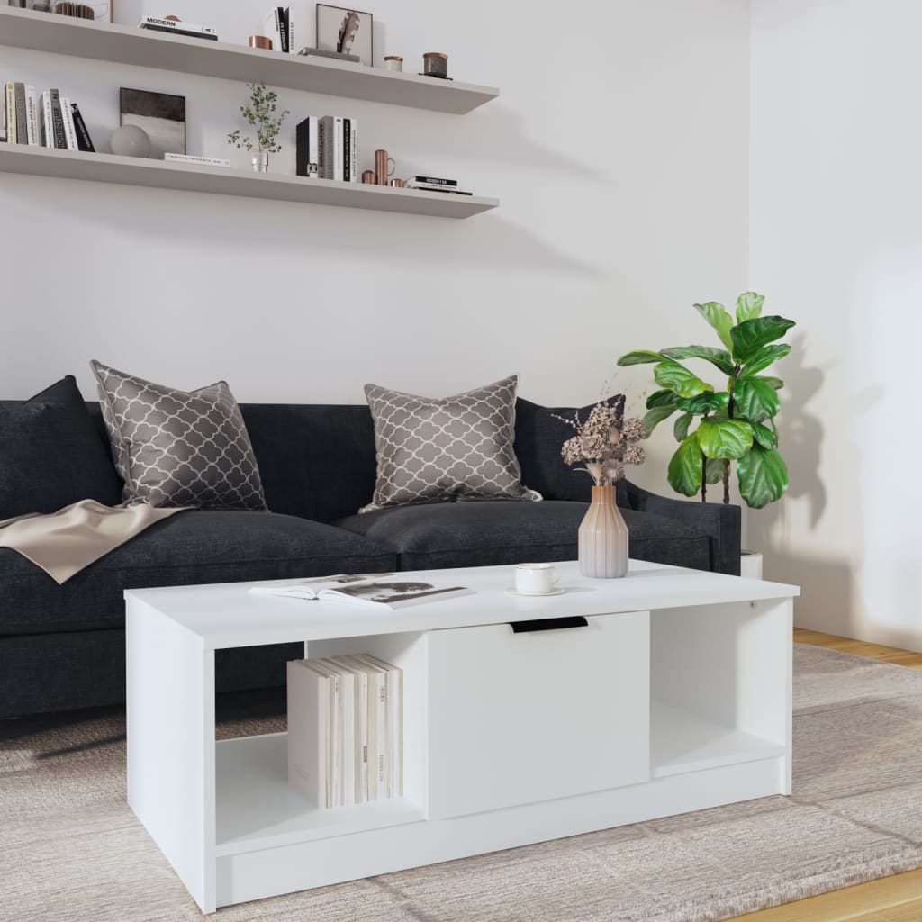 VidaXL Tavolino da Salotto Bianco 90x67x33 cm in Legno Multistrato