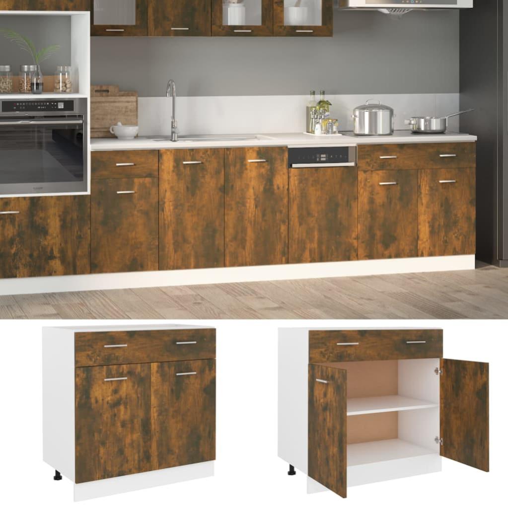Mobile Con Cassetto VidaXL - Rovere Marrone, Legno Multistrato, 50x46x81.5cm, Per Cucina - Foto 8