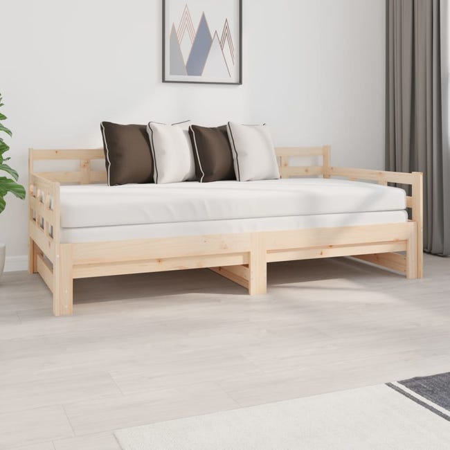 Podrido Misionero Especialidad VidaXL Sofá cama extraíble madera maciza de pino 2x(90x190) cm | Leroy  Merlin